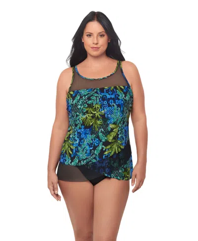Miraclesuit Plus Size Underwire High Scoop Neck Tankini Top