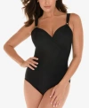 Miraclesuit Razzle Dazzle Siren Twist-front Underwire Allover Slimming One-piece Swimsuit Women's Swimsuit In Black
