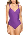 MIRACLESUIT RAZZLE DAZZLE SIREN TWIST-FRONT UNDERWIRE ALLOVER SLIMMING ONE-PIECE SWIMSUIT