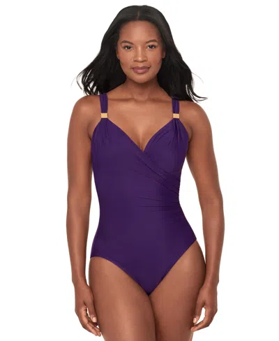 Miraclesuit Razzle Dazzle Siren Twist-front Underwire Allover Slimming One-piece Swimsuit In Mulberry
