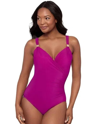 Miraclesuit Razzle Dazzle Siren Twist-front Underwire Allover Slimming One-piece Swimsuit In Red