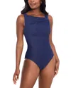 Miraclesuit Rock Solid Avra Underwire Asymmetric One Piece Swimsuit In Midnight Blue