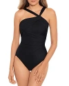 Miraclesuit Rock Solid Europa Asymmetric Underwire One Piece Swimsuit In Black