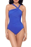 Miraclesuit Rock Solid Europa Asymmetric Underwire One Piece Swimsuit In Blue