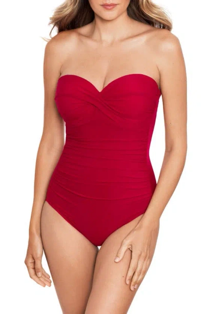 Miraclesuit Rock Solid Madrid Bandeau One-piece Swimsuit In Grenadine Red