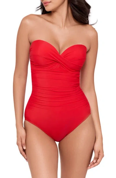 Miraclesuit ® Rock Solid Madrid Bandeau One-piece Swimsuit In Red