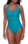 Miraclesuit ® Rock Solid Utopia One-piece Halter Swimsuit In Blue