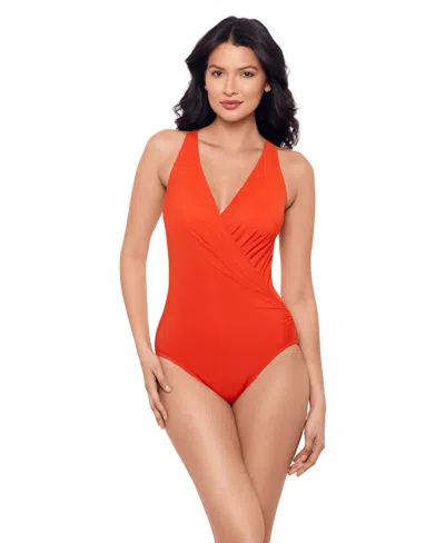Miraclesuit Rock Solid Wrapsody One-piece Swimsuit In Orange
