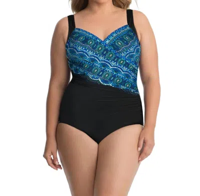 Miraclesuit Rockin' Moroccan Plus Size Sanibel Underwire One Piece Swimsuit In Blue In Multi