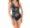 Miraclesuit Samoan Sunset Oceanus Surplice One Piece Swimsuit In Navy In Blue