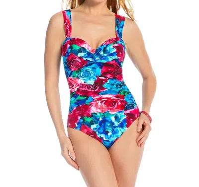 Miraclesuit Saxon Underwire One Piece Swimsuit In Rose In Multi