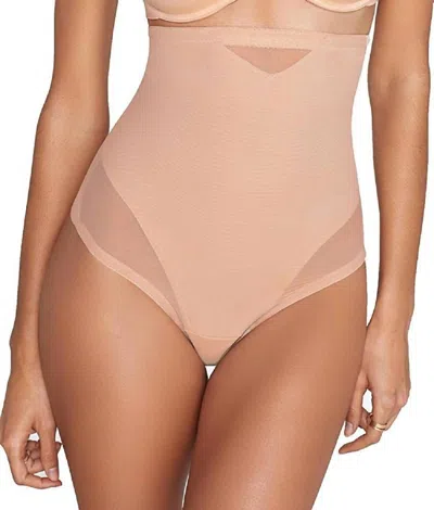 Miraclesuit Sexy Sheer Shaping Extra Firm Control High Waist Thong Shapewear In Nude In Animal Print