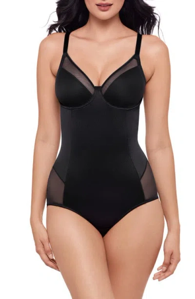 Miraclesuit ® Sheer Mesh Trim Underwire Shaping Bodysuit In Black