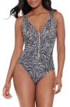MIRACLESUIT SHORE LEAVE ZIP-UP ONE-PIECE SWIMSUIT