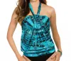 Miraclesuit Short Circuit Mojito Underwire Blouson Tankini Top In Teal In Blue