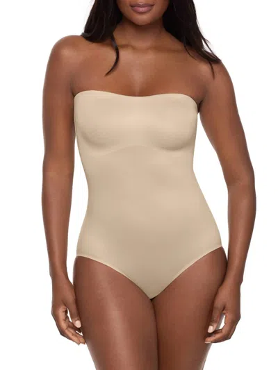 Miraclesuit Show Stopper Strapless Shaping Bodysuit In Beige In Neutral
