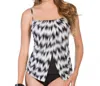 Miraclesuit Sound Wave Jubilee Fly Away Tankini Top In Black/white In Black