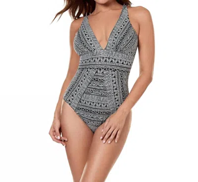 Miraclesuit Stripe Odyssey One Piece Swimsuit In Castaway In Gray