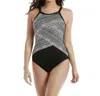 Miraclesuit Stripe Zephyr High Neck Underwire One Piece Swimsuit In Castaway In Multi
