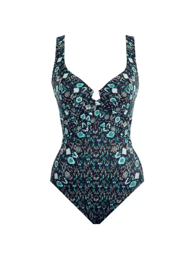 Miraclesuit Swim Women's Bijoux Criss-cross Escape One-piece Swimsuit In Black Multi