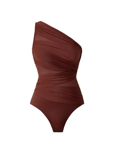 Miraclesuit Swim Women's Network Jena One-piece Mesh Swimsuit In Brown
