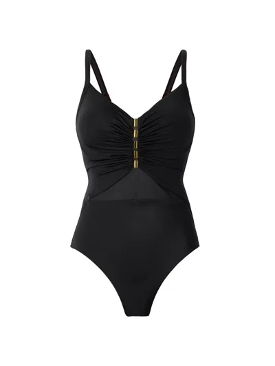 Miraclesuit Swim Women's Network News Mariposa Gathered One-piece Swimsuit In Black