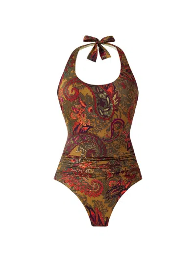 Miraclesuit Swim Women's Perissa Rock Halterneck Paisley One-piece Swimsuit In Neutral