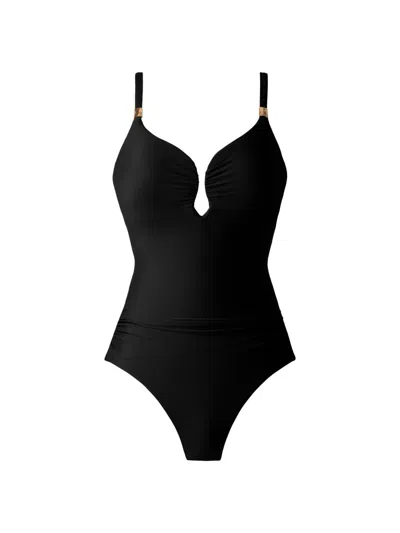 Miraclesuit Swim Women's Razzle Dazzle Antheia Plunging V-neck One-piece Swimsuit In Black