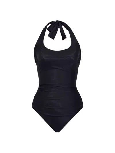 Miraclesuit Swim Women's Rock Solid Utopia Halter One-piece Swimsuit In Black