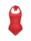 Miraclesuit Swim Women's Rock Solid Utopia Halter One-piece Swimsuit In Cayenne