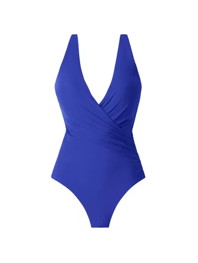 Miraclesuit Swim Women's Rock Solid Wrapsody One-piece Swimsuit In Blue