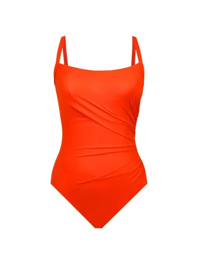 Miraclesuit Swim Women's Starr Gathered One-piece Swimsuit In Arancio