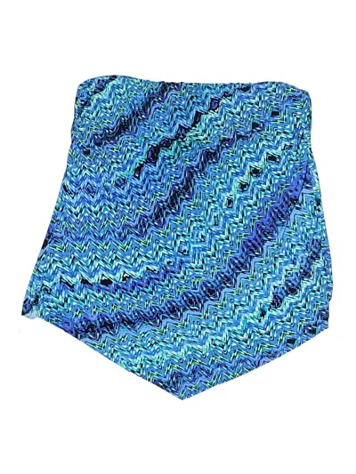 Pre-owned Miraclesuit Swimsuit Top Blue Chevron/herringbone Pattern Swimwear