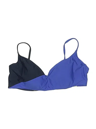 Pre-owned Miraclesuit Swimsuit Top Blue Color Block Pattern Swimwear