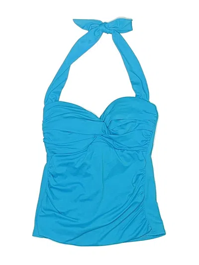 Pre-owned Miraclesuit Swimsuit Top Blue Solid Pattern Swimwear
