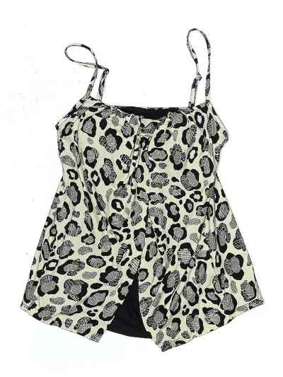 Pre-owned Miraclesuit Swimsuit Top Gray Animal Print Pattern Swimwear
