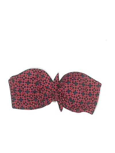 Pre-owned Miraclesuit Swimsuit Top Red Argyle Pattern Swimwear