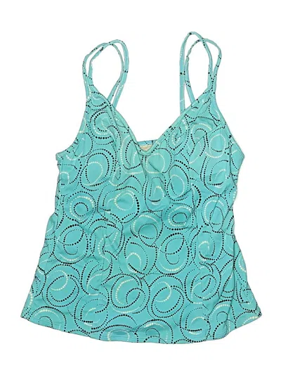 Pre-owned Miraclesuit Swimsuit Top Teal Paisley Pattern Swimwear In Blue