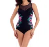 Miraclesuit Tahitian Temptress Dd Cup Mesh High Neck Underwire One Piece In Black