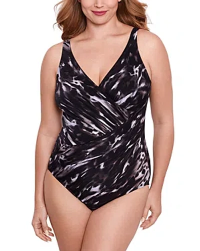 Miraclesuit Tempest Woven Oceanus One Piece Swimsuit In Black,brown