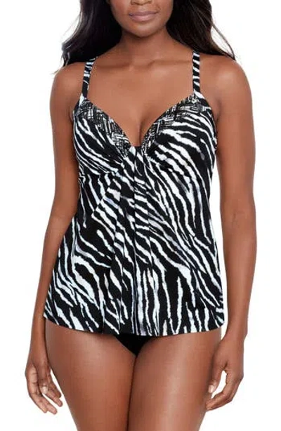 Miraclesuit ® Tiger Sombre Marina Tankini Top In Black/white