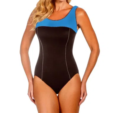 Miraclesuit Touche Underwire One Piece Swimsuit In Copen Colorblock In Multi