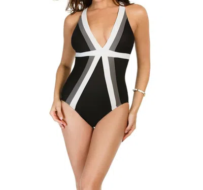 Miraclesuit Trilogy Color Block One Piece In Black/white