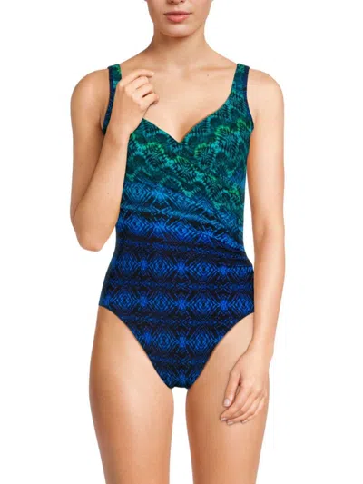 Miraclesuit Women's Its A Wrap One Piece Swimsuit In Blue