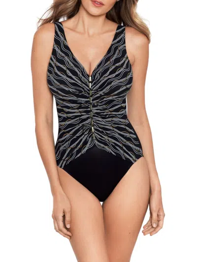 Miraclesuit Women's Linked In Charmer One Piece Swimsuit In Black Multi