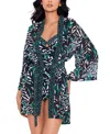 Miraclesuit Palma Verde Kimono Cover-up In Black,green Multi
