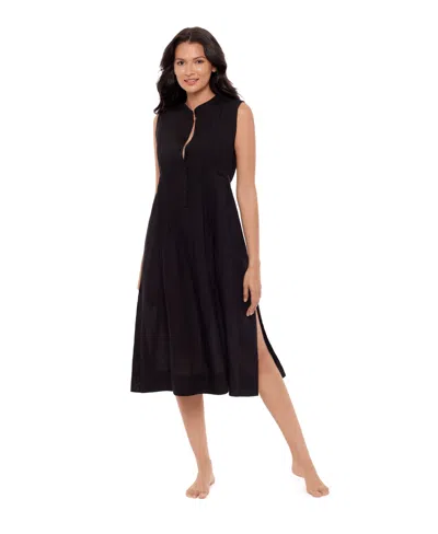 Miraclesuit Women's Pleated Coverup Beach Dress In Black