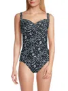 Miraclesuit Women's Printed Draped One-piece Swimsuit In Gray
