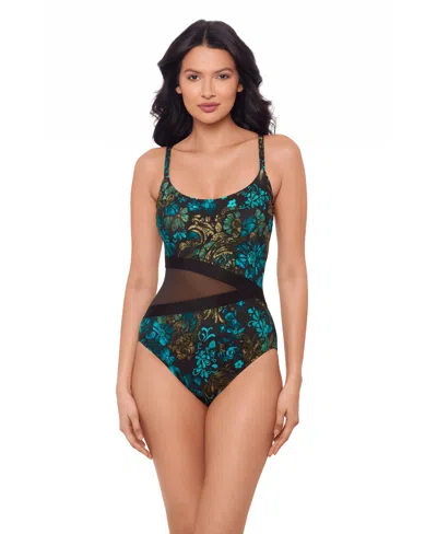 Miraclesuit Women's Printed Scoop Neck Underwire One-piece Swimsuit In Green