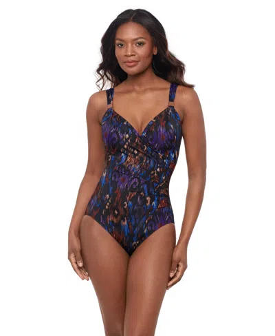 Miraclesuit Women's Printed Underwire One-piece Swimsuit In Blue